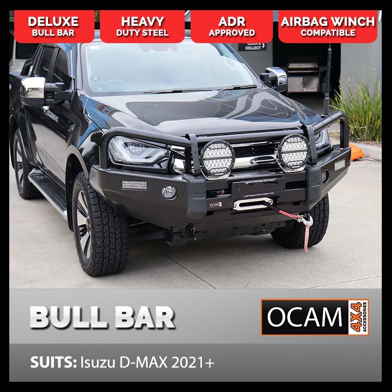 OCAM Deluxe Steel Bull Bar For Isuzu D-MAX 08/2020-04/2024, Winch Compatible