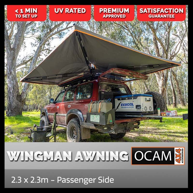 OCAM Premium Wing Awning for 4x4 Camping Passenger Side, 2.3 X 2.3m