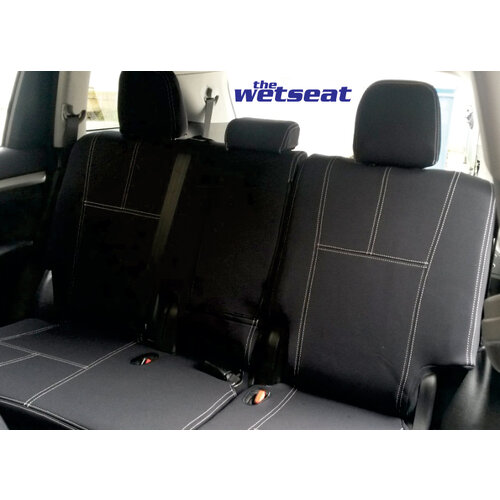 Second Row Wetseat Neoprene Seat & Headrest Covers for Toyota Landcruiser 76 Series 10/1999-Current, Black With Black Stitching