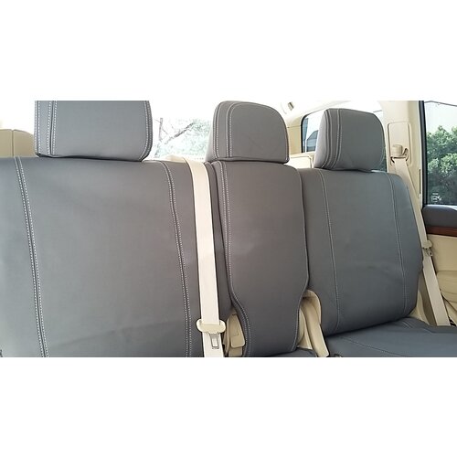 Second Row Wetseat Tailored Neoprene Seat Covers for Toyota Hilux N70 SR5 Dual Cab 09/2009-07/2015, Mid Grey With White Stitching