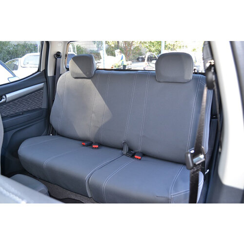 Second Row Wetseat Tailored Neoprene Seat Covers for Mazda BT-50, 11/2011-07/2015, Freestyle Cab, Mid Grey With White Stitching