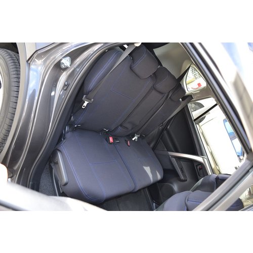 Third Row - Black Neoprene Seat Covers With Blue Stitching For Toyota LC80 Series Sahara