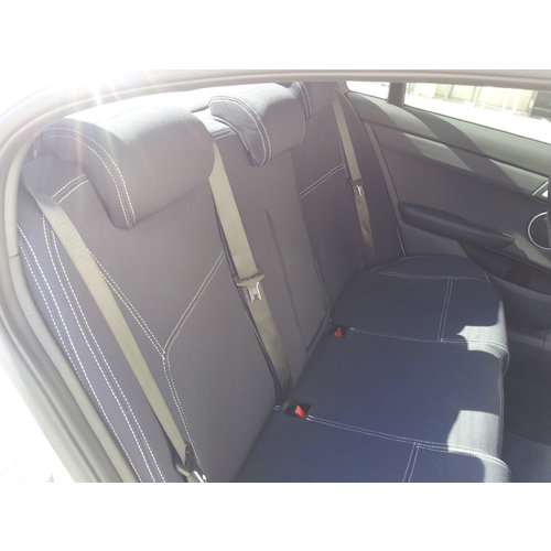 Third Row - Black Neoprene Seat Covers With White Stitching For Toyota LC80 Series Sahara