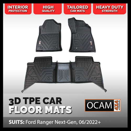 3D All Weather Floor Car Mats Liners For Ford Everest Next-Gen, 07/2022-Current, Wagon