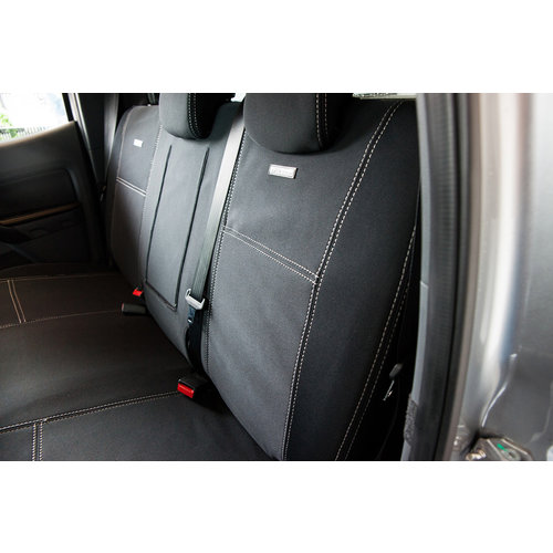 First & Second Row Wetseat Neoprene Seat, Headrest & Console Covers for Mazda BT-50, Dual Cabs 09/2020+, Black With Black Stitching