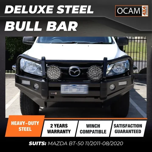 OCAM Deluxe Steel Bull Bar for Mazda BT-50 11/2011-08/2020, Winch Compatible, BT50