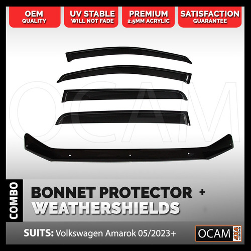 Bonnet Protector, Weathershields for Volkswagen Amarok 05/2023+ Window Visors