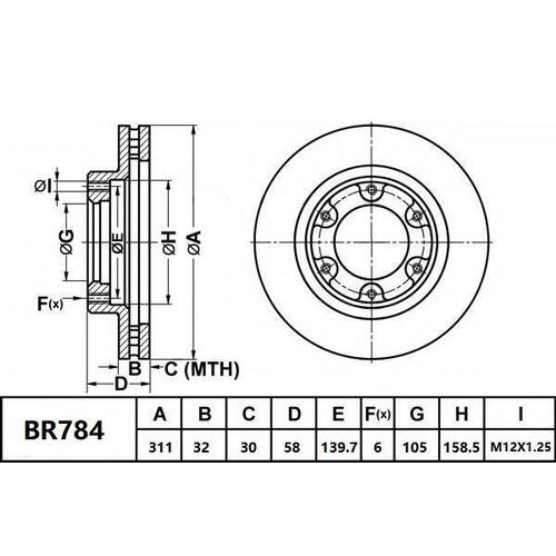 Bendix Ultimate Disc Brake Rotor Suits Toyota Land Cruiser 80 Series 1990-1997