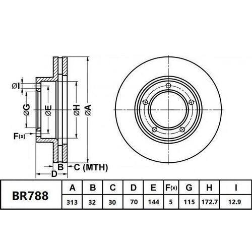 Bendix Ultimate Disc Brake Rotor Suits Toyota Land Cruiser 100 Series HDJ100 1998-2007