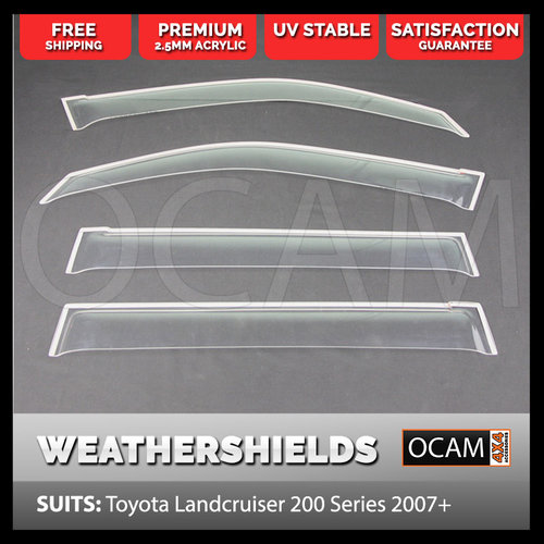 Weathershields for Toyota Landcruiser 200 Series 2007-2021 Clear Visors