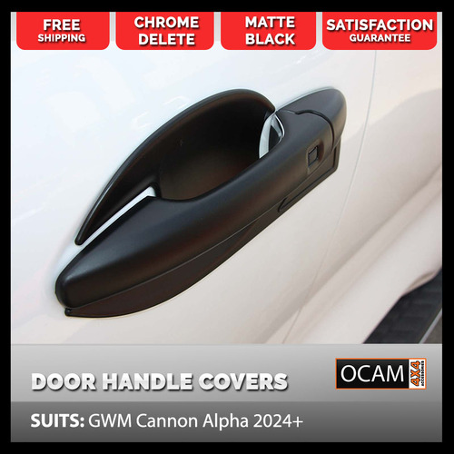 Matt Black Door Handle Covers For GWM Cannon Alpha 2024+ Chrome Delete