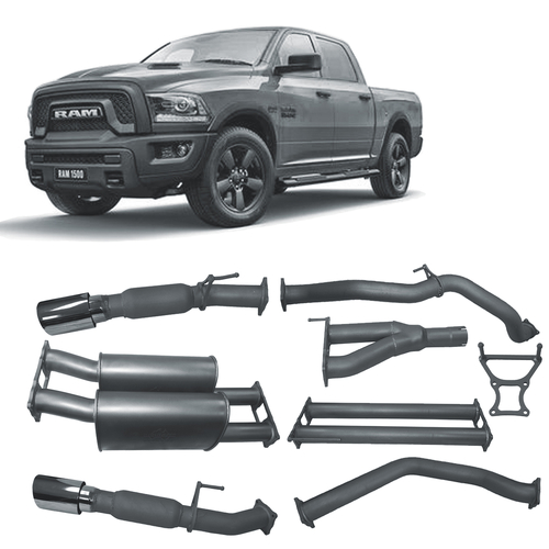 3" Redback Extreme Duty Exhaust for Ram 1500 DS 5.7L V8 12/2018-On, Cat Back, Twin Straight Through Muffler 