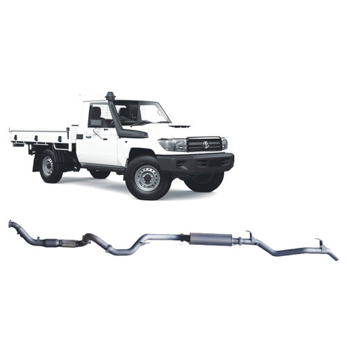 Redback Extreme Duty 3" Single Exhaust System for Toyota Landcrusier 79 Series, Single Cab, 03/2007-10/2016, Turbo Back, Non-DPF Models