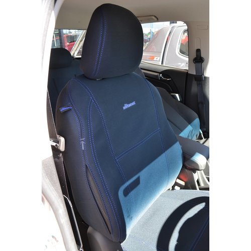 Front Row Wetseat Tailored Neoprene Seat Covers for Nissan Navara NP300 02/2015-12/2017, Black With Blue Stitching