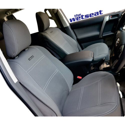 Front Row Wetseat Tailored Neoprene Seat Covers for Toyota Hilux N70 SR5 Dual Cab 09/2009-07/2015, Mid Grey With Blue Stitching