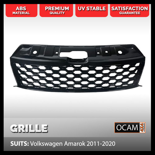 Front Grille for Volkswagen Amarok 2011-2020 ABS Material Gloss Black