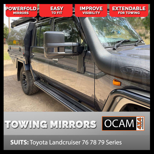 OCAM Powerfold Extendable Towing Mirrors For Toyota Landcruiser 70 76 78 79, 2024 - Current