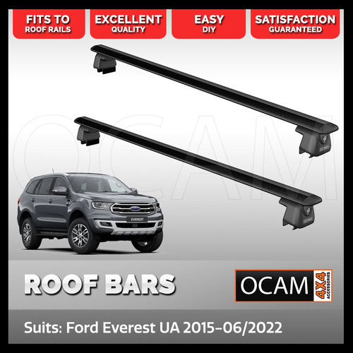 Aluminium Cross Bar Roof Racks for Ford Everest UA 2015-06/2022, 1310mm, Black