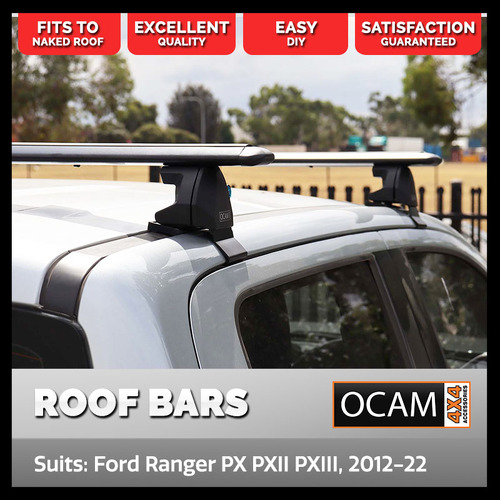 Aluminium Cross Bar Roof Racks for Ford Ranger PX 2012-22, XL, XLS, XLT, FX4, Sport, Raptor, 1310mm, Black