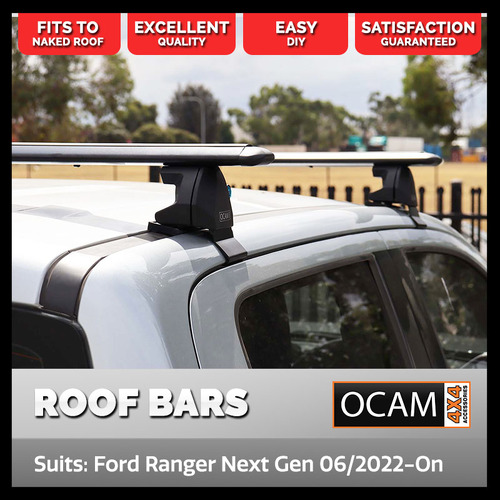 Aluminium Cross Bar Roof Racks for Ford Ranger Next-Gen 06/2022-On XL, XLS, XLT, Sport, Raptor, 1310mm, Black