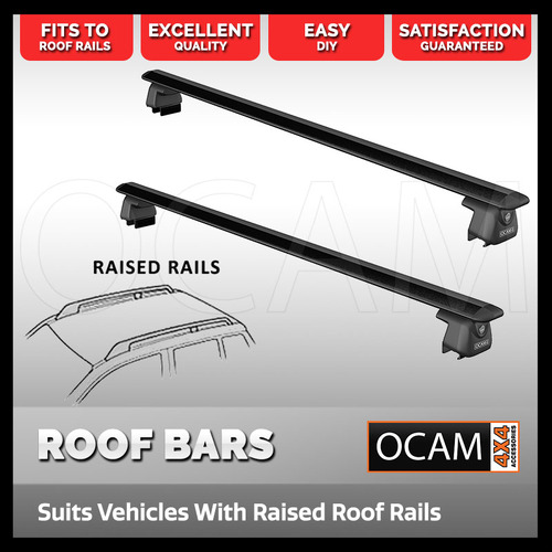 Aluminium Cross Bar Roof Racks, 1510mm, Suits Vehicles with Raised Rails, Black Powder Coated, Universal Fit