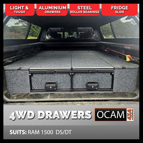 OCAM Aluminium Rear Drawers For RAM 1500 DS/DT, Black Carpet