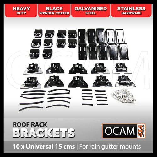 10 Roof Rack Brackets Universal 38 cms - for rain gutter mounts 4x4 4WD