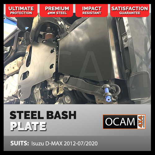 OCAM 2pce Steel Bash Plates For Isuzu D-MAX 2012-07/2020 4mm Black