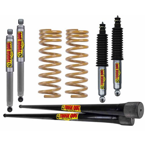 Tough Dog Lift Kit for Toyota LC100 Series DIESEL, (IFS Front), Front: Bullbar & Winch, Shocks: 40mm Adjustable, Rear: Comfort 0-300Kgs