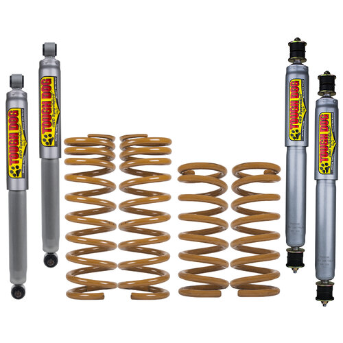 2" Tough Dog Lift Kit for Nissan GU Patrol Y61 04/2000-Onwards, Front:No Bullbar/Alloy Bull Bar Shocks: 45mm Adjustable, Rear: Medium 300Kgs+ Constant