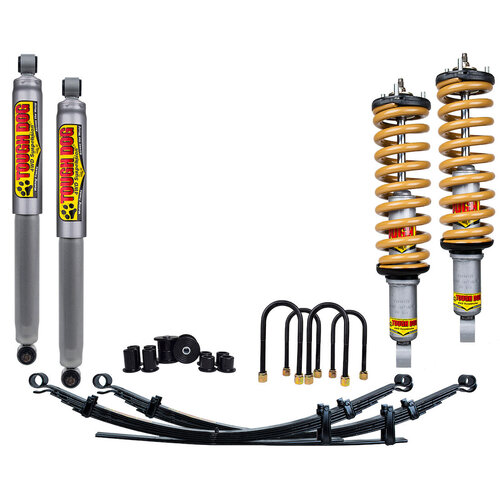 Tough Dog Lift Kit for Toyota Hilux N80 10/2015-Current, Front: Steel Bullbar, Shocks: 40mm Adjustable, Assembled, Rear: Heavy 500Kgs+ Constant