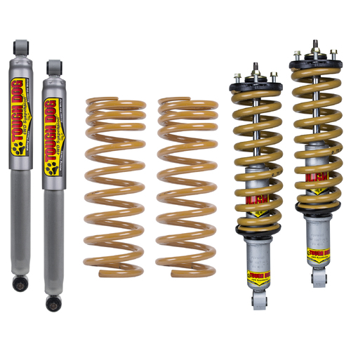 Tough Dog Lift Kit for Landcruiser 300 Series, Front: No Bullbar/Alloy Bullbar, Shocks: 40mm Adjustable, Assembled, Rear: Heavy 500Kgs+ Constant