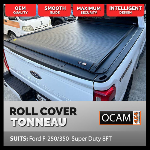 Retractable Tonneau Roll Cover For Ford F-250 F-350, Super Duty 8' Electric Roller Shutter, F250 F350