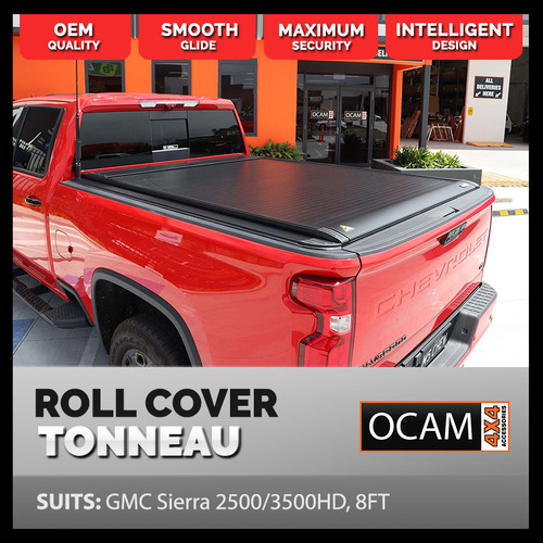 Retractable Tonneau Roll Cover For GMC Sierra 2500/3500, 8', Electric Roller Shutter