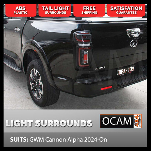 Tail Light Lamp Surrounds for GWM Cannon Alpha 2024-Current, Black