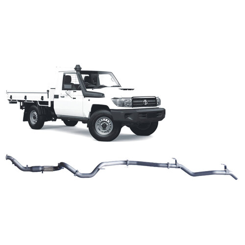 Redback Extreme Duty 3" Single Exhaust for Toyota Landcrusier 79 Series, Single Cab, 03/2007-2016 Turbo Back, Non-DPF Models, With Cat and Delete Pipe