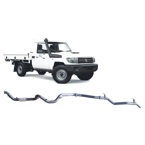 Redback Extreme Duty 3" Single Exhaust for Toyota Landcrusier 79 Series, Single Cab, 03/2007-2016, Turbo Back, Non-DPF Models, No Cat With Delete Pipe