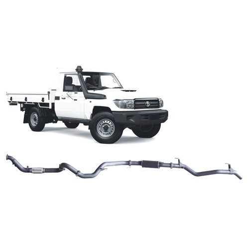 Redback Extreme Duty 3" Single Exhaust for Toyota Landcrusier 79 Series, Single Cab, 03/2007-10/2016 Turbo Back, Non-DPF Models, No Cat With Resonator