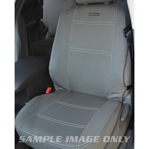 Front Row Wetseat Universal Neoprene Seat Covers for Ford Ranger PX 07/2011-07/2015, Super Cab, Dual Cab, Ute, Mid Grey With Black Stitching