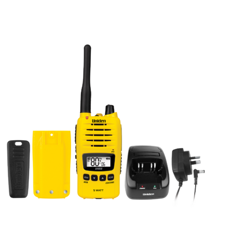 Uniden 5 Watt UHF Waterproof CB Handheld Radio w/ 2220mAh Battery Yellow UH850-Y