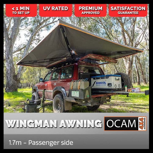 OCAM Wingman 270 Degree Deluxe Awning - Passenger Side, 1.7m Grey 600D Oxford 4x4 Camping